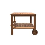 Desserte de jardin � roulettes en bois dacacia fsc - solis - avec porte - bouteilles - bois naturel - ...