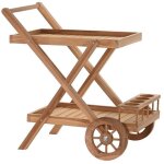 Desserte de jardin - wadiga - teck - 70x45x60 cm - sur roues - couleur bois Desserte de jardin - wadiga - teck - 70x45x60 cm - sur roues - couleur bois