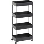 Desserte noir sur roulettes 4 paniers structure en mtal - l 40 x p 22 x h 90 cm