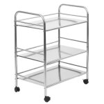 Desserte  roulettes avec 3 niveaux - belfoyer - inox - l 60 x p 36 x h 74 cm