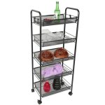 Desserte  roulettes billot de cuisine - chariot  cinq couches noir - 45 * 27 * 106cm