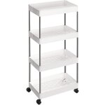 Desserte � roulettes chariot de rangement �tag�re roulante 4 niveaux gain de place pour salle de bain ...