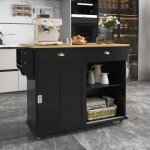 Desserte  roulettes cuisine rangement en bois multifonctionnelle avec plan de travail - avec tiroir ...