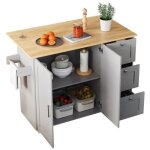 Desserte  roulettes cuisine rangement grande table de cuisine mobile plaque de travail en bois de chne ...