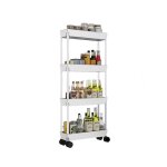 Desserte  roulettes cusine chariot de rangement tagre roulante 4 niveaux pour salle de bain cuisine ...