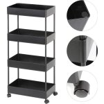Desserte  roulettes laqu noir mat - chariot de rangement 4 paniers pour cuisine salle de bain chambre ...