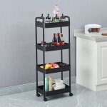 Desserte  roulettes noire chariot de cuisine roulant 4 niveaux h 119 x l 41 x p 285 cm etagre toutes ...