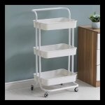Desserte  roulettes pliante blanche chariot de cuisine roulant et pliable 3 niveaux h 90 cm x l 40 cm ...