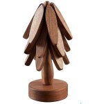 Dessous de plat en bois pour plats chaudstapis isolant pliable en forme darbredessous de plat en noyer ...