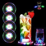 Dessous de verre - lot de 4 sous - verres led color�s - 3 modes d�clairage - sous - verres lumineux - ...
