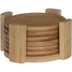 Set de 6 dessous de verre & rack bambou 11cm naturel