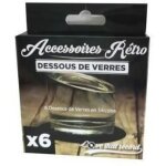 Dessous de verres - love that record - set de 6 - noir - r�tro - plastique r�sistant - musique