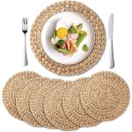 Sets de table - dessous de verre en jacinthe deau - 30 cm - 6 pices - naturelle