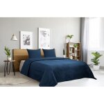 Dessus de lit oasis bleu cobalt - 240x260cm - boutis 2 places avec 2 taies 65x65cm - autrefois