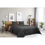 Dessus de lit oasis gris fonc - 240x260cm - boutis 2 places avec 2 taies 65x65cm - autrefois