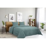 Dessus de lit oasis vert aqua - 240x260cm - boutis 2 places avec 2 taies 65x65cm - autrefois