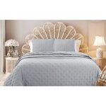 Dessus de lit sixtine gris clair - 240x260cm - boutis uni 2 places - couvre lit matelass - autrefois ...