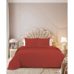 Dessus de lit sixtine orange corail - 240x260cm - boutis uni 2 places - couvre lit matelass - autrefois ...