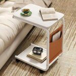 Au - dessus du lit table a 2 niveaux avec roulettes a 360�dot�e dun sac de rangementpeut �galement servir ...