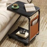 Au - dessus du lit table a 2 niveaux avec roulettes a 360�dot�e dun sac de rangementpeut �galement servir ...