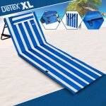 Detex tapis de plage bleu et blanc 158x56 cm transat rembourr� avec dossier pliable natte de plage transportab ...