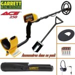 Dtecteur de mtaux - garrett - ace 250 - autonomie 35h - couleur jaune - elments dtects mtal