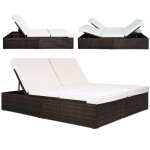 Deuba bain de soleil double ? 2 personnes ? polyrotin brun ? coussins pais beige ? rglable transat ...