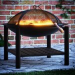 Gardebruk® brasero de jardin avec pare - étincelles couvercle tisonnier Ø55 cm support à bois acier noir ... Gardebruk® brasero de jardin avec pare - étincelles couvercle tisonnier Ø55 cm support à bois acier noir ...