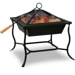 Deuba brasero de jardin ? carr 45x45 cm ? acier noir ? avec couvercle barbecue brasier extrieur chemine ...