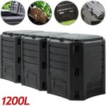 Deuba� composteur de jardin 1200 l plastique noir transformateur de d�chets �cologique couvercle et trappe ...