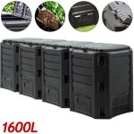 Deuba® composteur de jardin 1600 l plastique noir transformateur de déchets écologique couvercle et trappe ... Deuba® composteur de jardin 1600 l plastique noir transformateur de déchets écologique couvercle et trappe ...