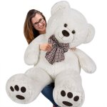 Ours en peluche tr�s douce monzana� avec noeud papillon - nounours g�ant 100cm blanc cr�me - grosse peluche ...
