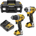Pack perceuse visseuse  percussion + visseuse  chocs dewalt - dcd701 - dcf801 - 12v - 2x3. 0ah