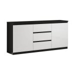 Deyton - buffet 2 portes 3 tiroirs laqu noir et blanc brillant