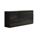Deyton - buffet 2 portes 3 tiroirs laqu noir brillant