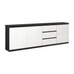 Deyton - buffet 3 portes 3 tiroirs laqu� noir et blanc brillant