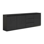 Deyton - buffet 3 portes 3 tiroirs laqu� noir brillant