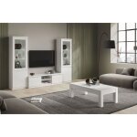Deyton - ensemble salon complet laqu� blanc meuble tv + vitrines avec leds + table basse 127cm