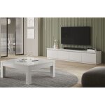 Deyton - ensemble salon laqu� blanc meuble tv 4 portes + table basse carr�e