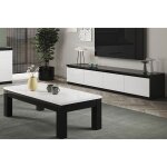 Deyton - ensemble salon laqu� noir et blanc meuble tv 4 portes + table basse 127cm