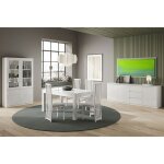 Deyton - ensemble s�jour complet laqu� blanc table 160cm + buffet + vitrine avec leds