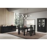 Deyton - ensemble s�jour complet laqu� noir table 190cm + buffet + vitrine avec leds