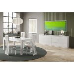 Deyton - ensemble s�jour laqu� blanc table 138cm + buffet 3 portes