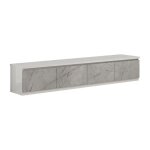 Deyton - meuble tv 4 portes laqu blanc et gris marbr