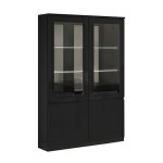 Deyton - vitrine 4 portes laqu�e noir brillant avec leds