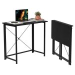 Dhhozamz bureau pliable moderne - armature en mtal noir - plateau en panneaux de particules l80 x p45 ...
