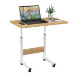 Dhhozamz table roulante de lit canap pour ordinateur portable hauteur rglable table d?appoint 60x40cmchne ...