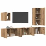 Soldes dhiver�banc tv - meuble hifi - marron unit� murale de tv - lot de 5 - ch�ne artisanal - bois ding�nieri ...