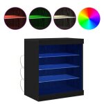 Solde dhiver�buffet bahut kenneth - led - meuble de rangement ch�ne noir 605x37x67cm - bois ding�nierie ...