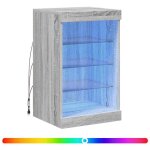 Solde dhiver�buffet bahut kenneth - avec lumi�res led - meuble de rangement sonoma gris 41x37x67cm - ...